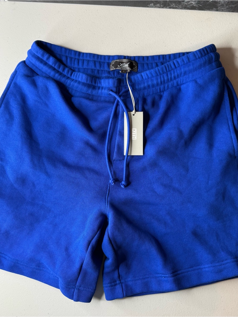 NWT Kith Curtis Sweat Shorts Cyclone Blue Cotton Drawstring Size Medium - Picture 2 of 8
